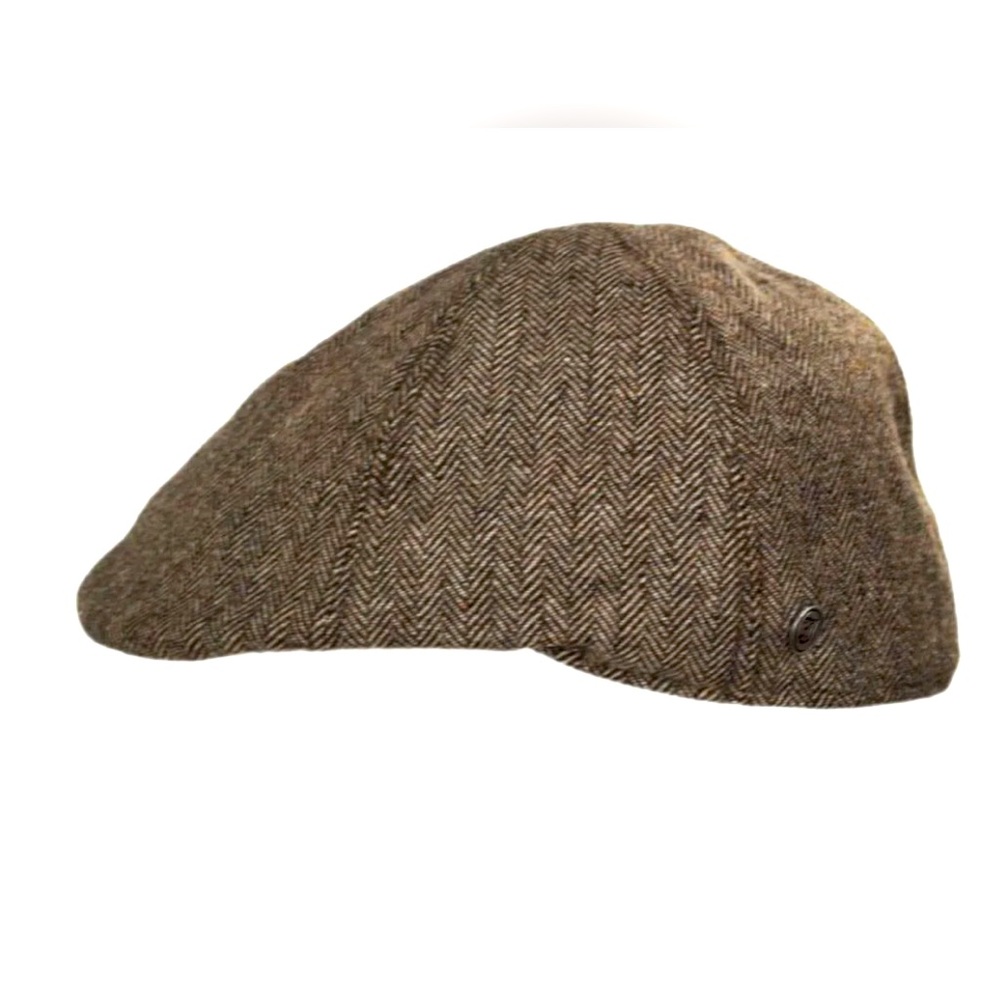 Gorrin Bros Flat Cap brown herringbone
